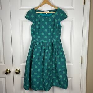 Emily And Fin Green Polka Dot Apple Dress Short Sleeves Women's Large Coquette